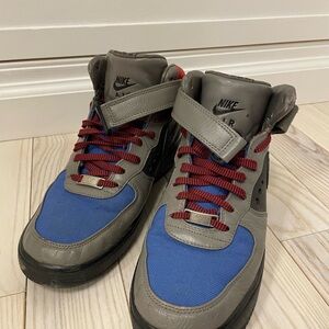 Nike Gray and Blue High-Top Sneakers with Padded Collar